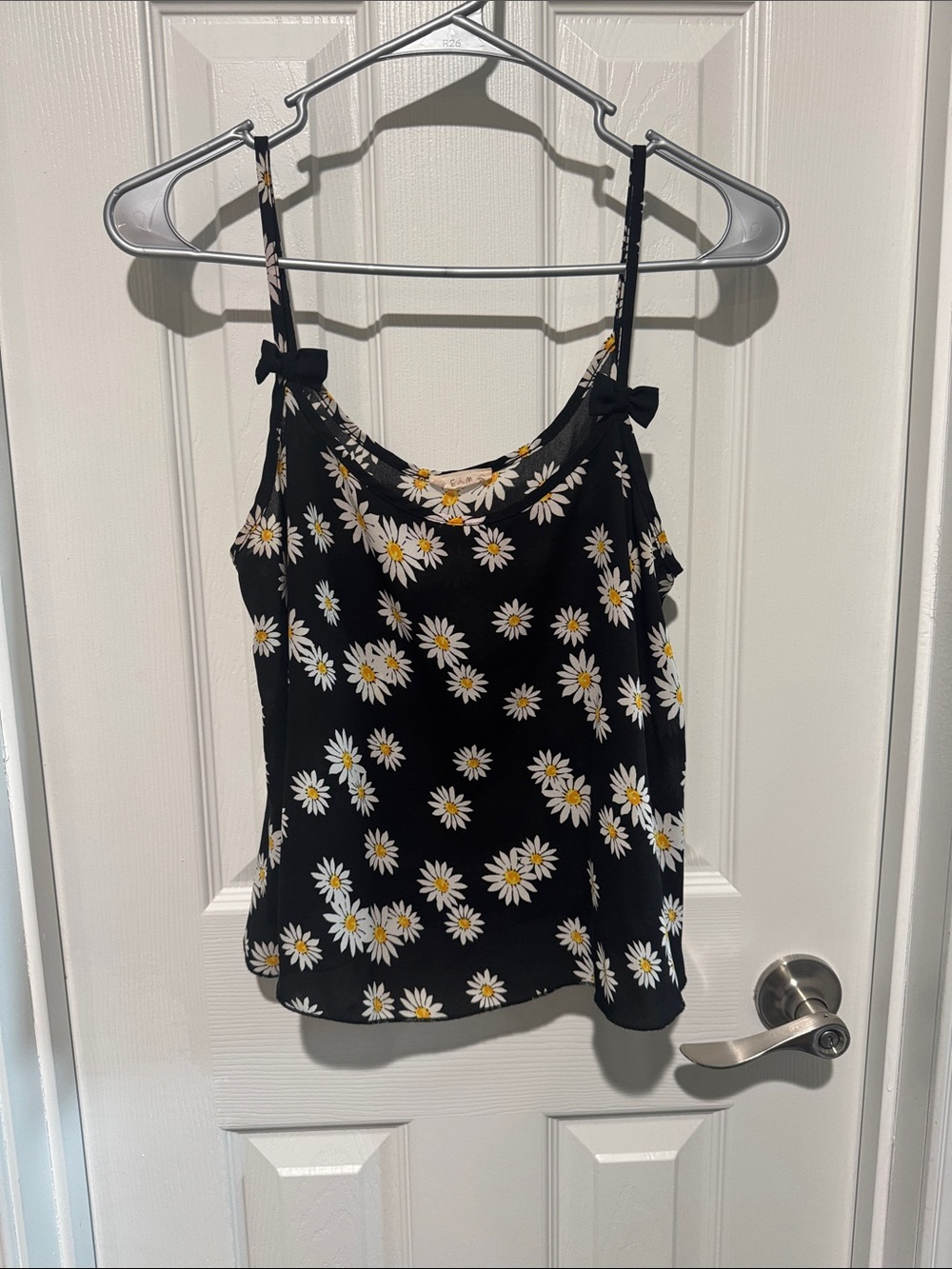 Daisy-Print Black Spaghetti Strap Camisole